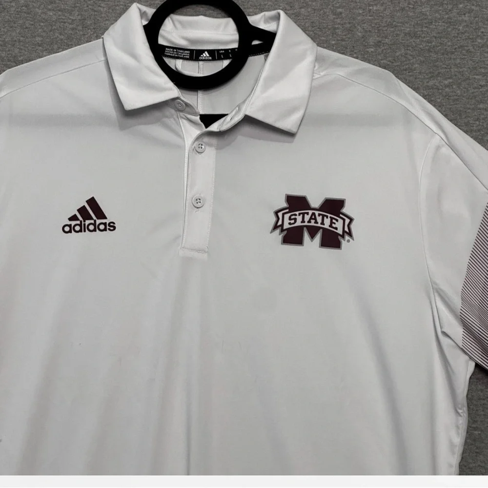 Adidas Mens L Mississippi State Bulldogs AEROREADY Polo Shirt NCAA Sporty Preppy